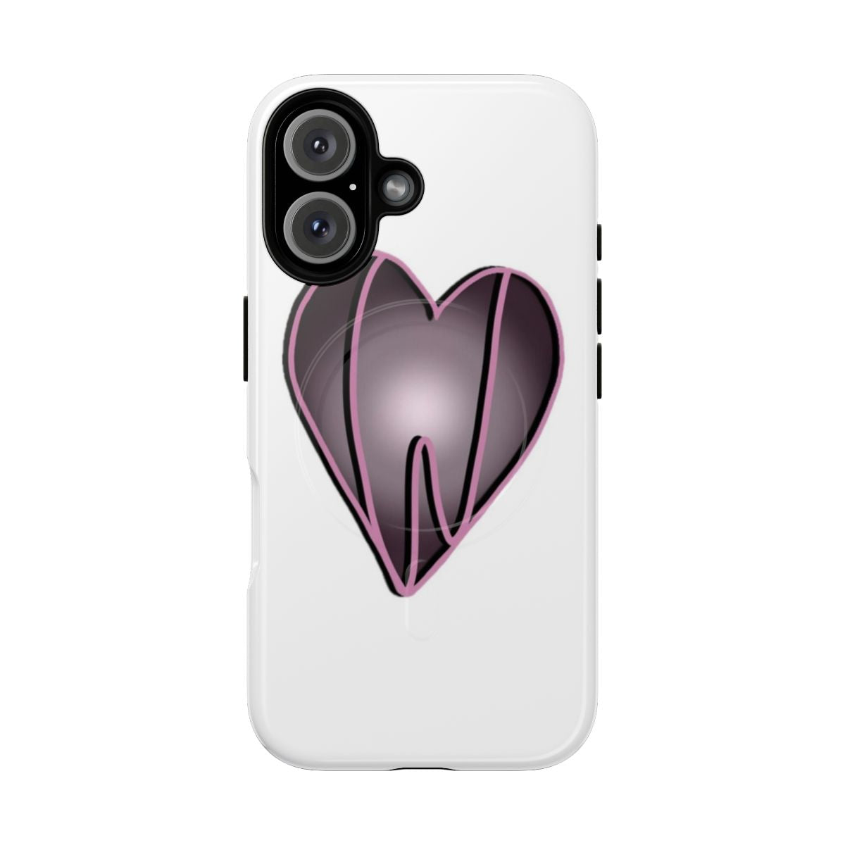 Minimalist heart-shaped phone case in a soft pink color