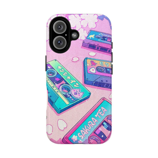 A tough and stylish phone case with a pink sakura blossom and Japanese aesthetic design.