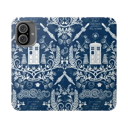 Damask-patterned custom phone case with a science fiction theme