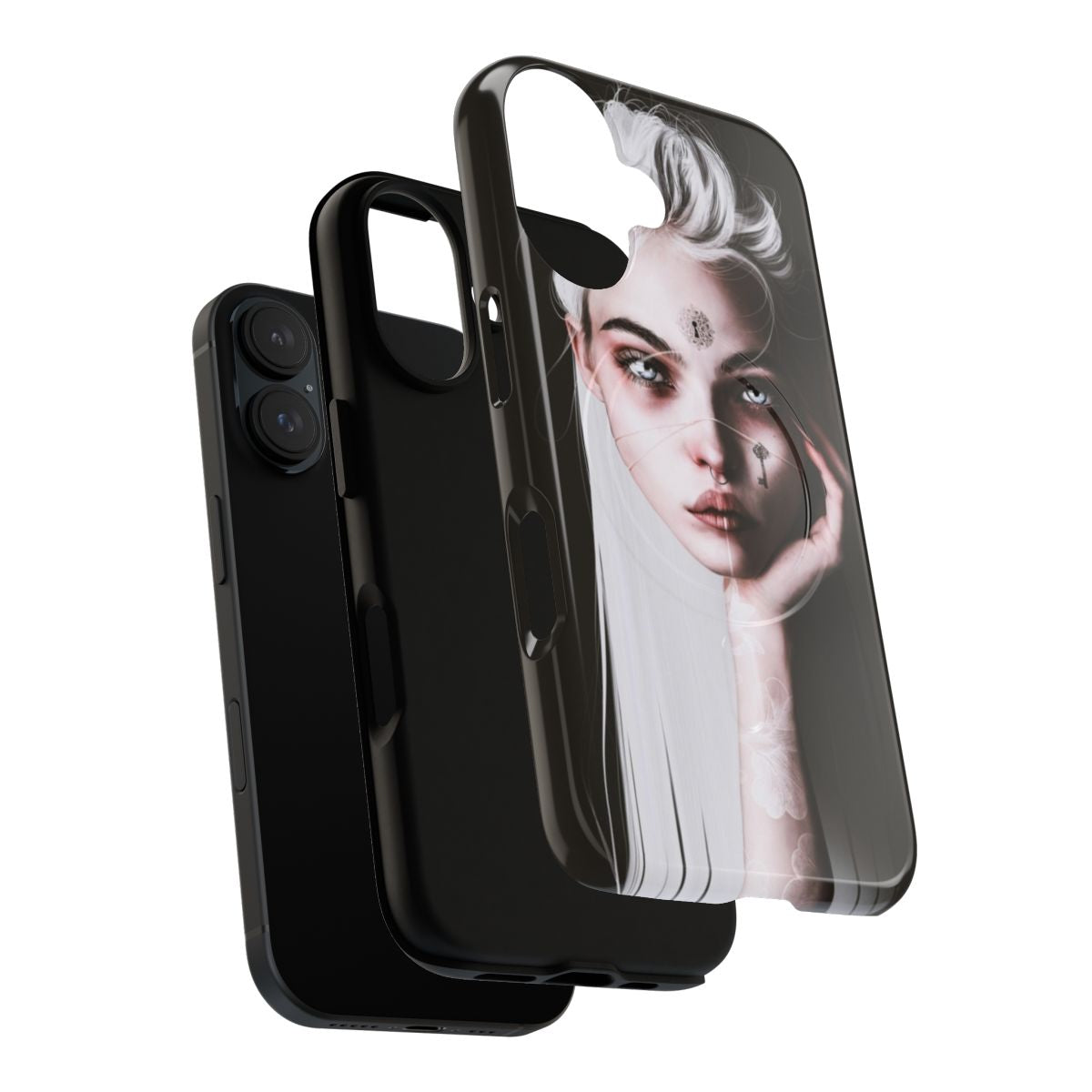 Pandora-inspired magnetic tough phone case featuring fantasy female portrait artwork - Layers