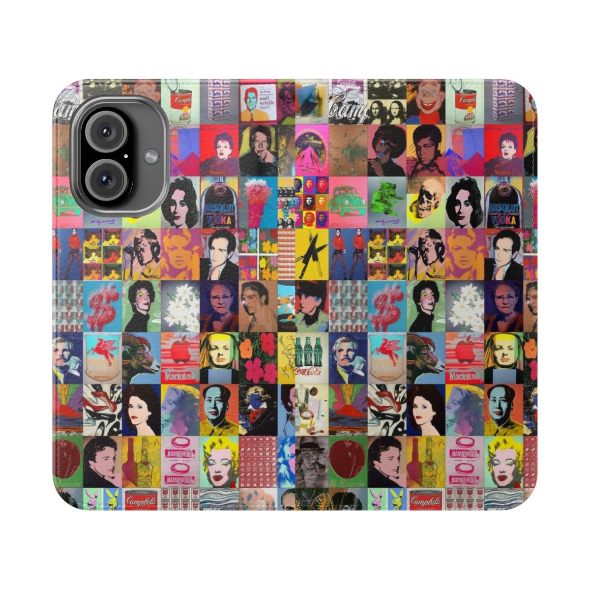 Colorful pop art phone case with Andy Warhol-inspired design