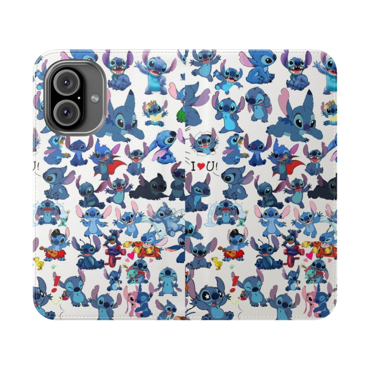 Vibrant blue Stitch character phone case with cute, playful design