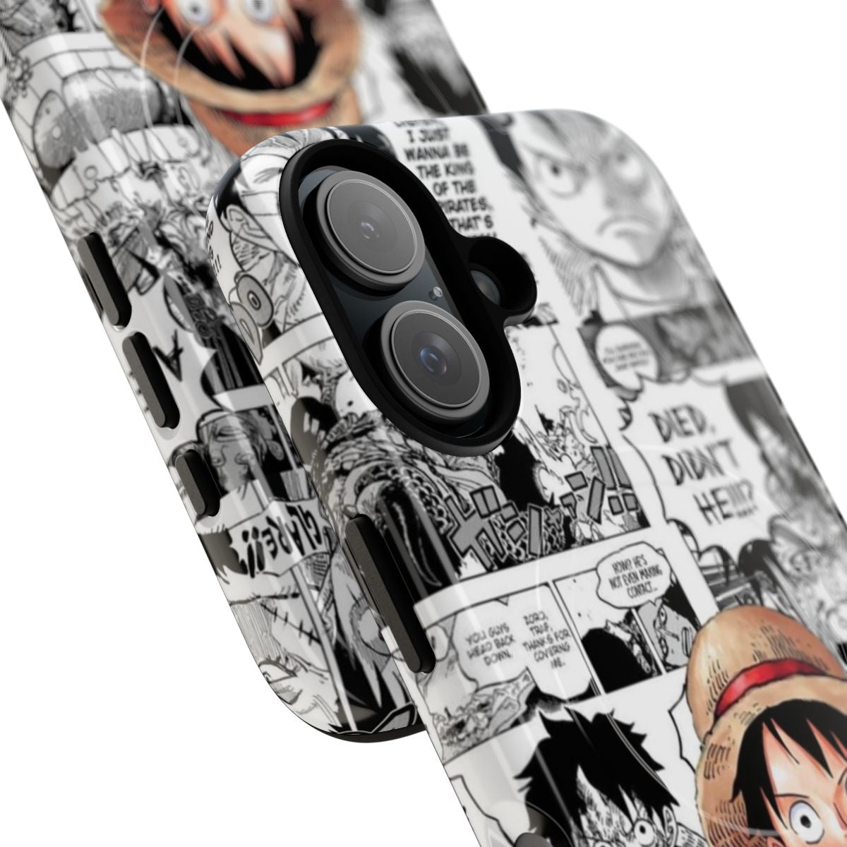 Magnetic tough phone case featuring Monkey D Luffy and the Strawhat pirates from the anime and manga series One Piece - Detail