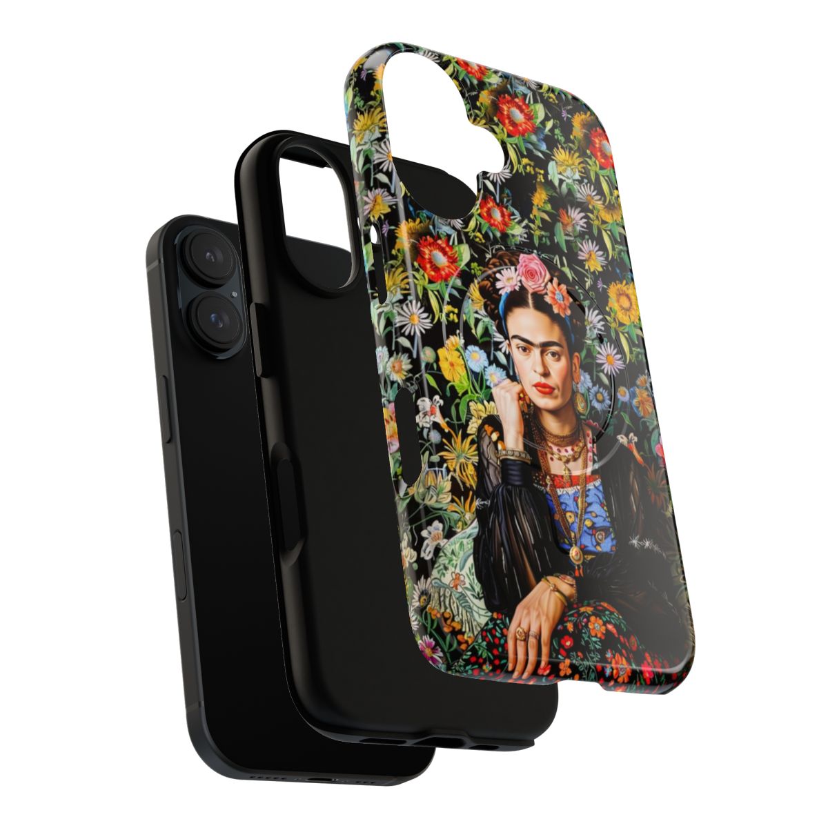 Frida Kahlo-inspired floral phone case with strong magnetic closure - Layers