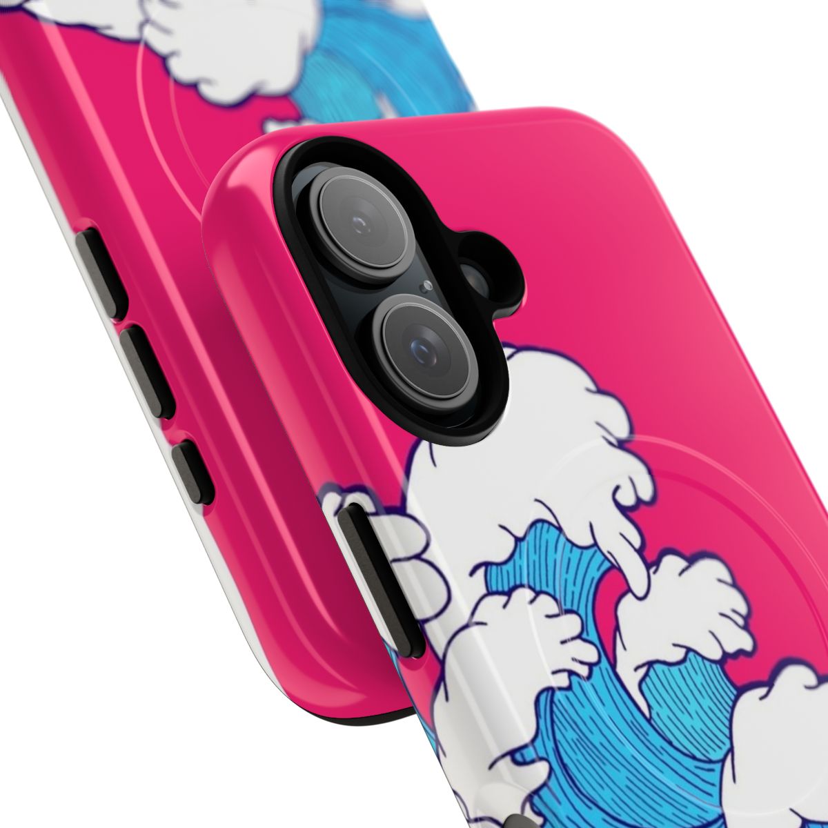 A phone case featuring a beautiful abstract design of colorful, fluid waves. - Detail