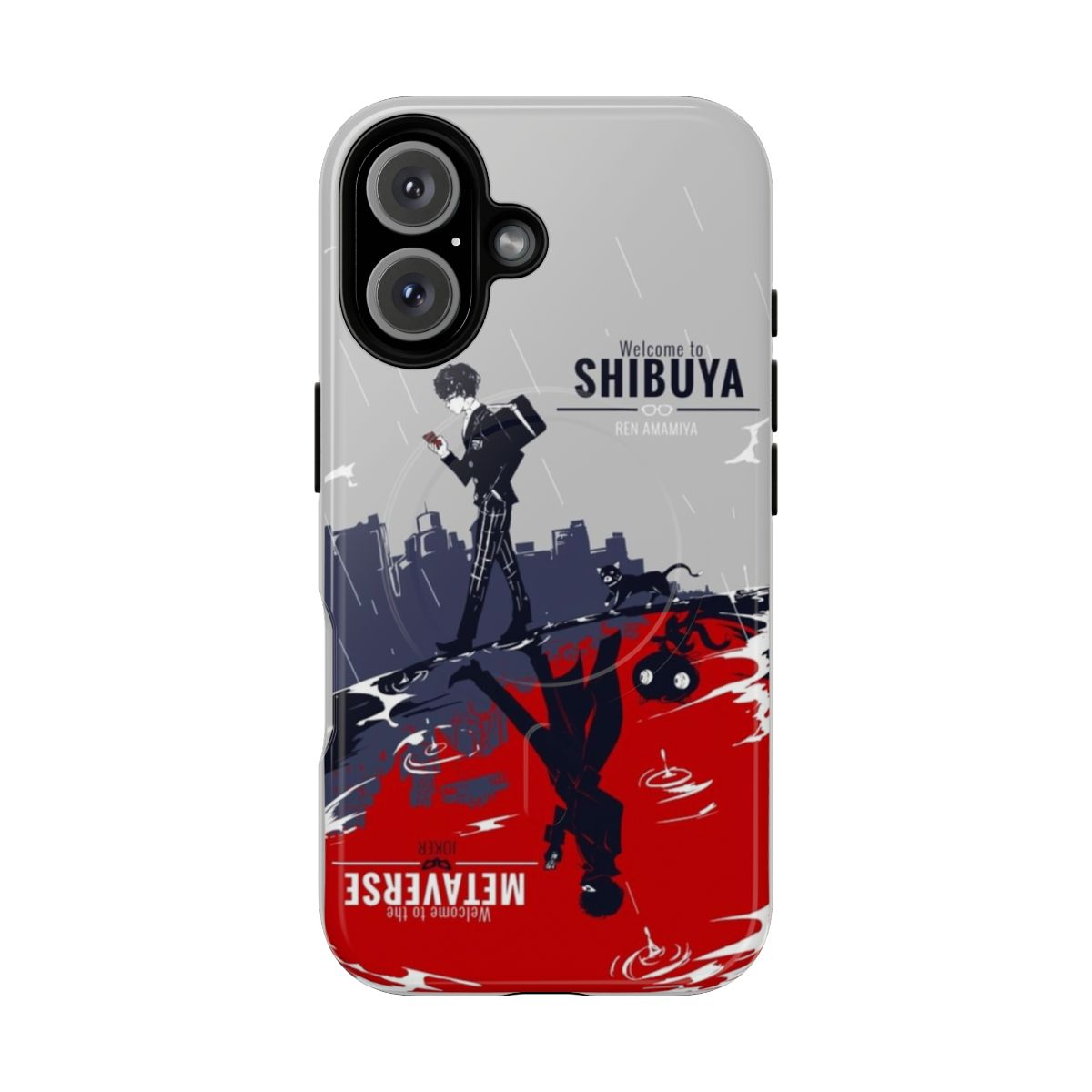 Colorful and durable phone case featuring characters from the Persona series and Shibuya Metaverse