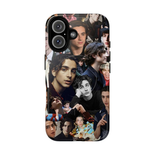 Timothee Chalamet-inspired phone case featuring a collage of the acclaimed actor in various roles.