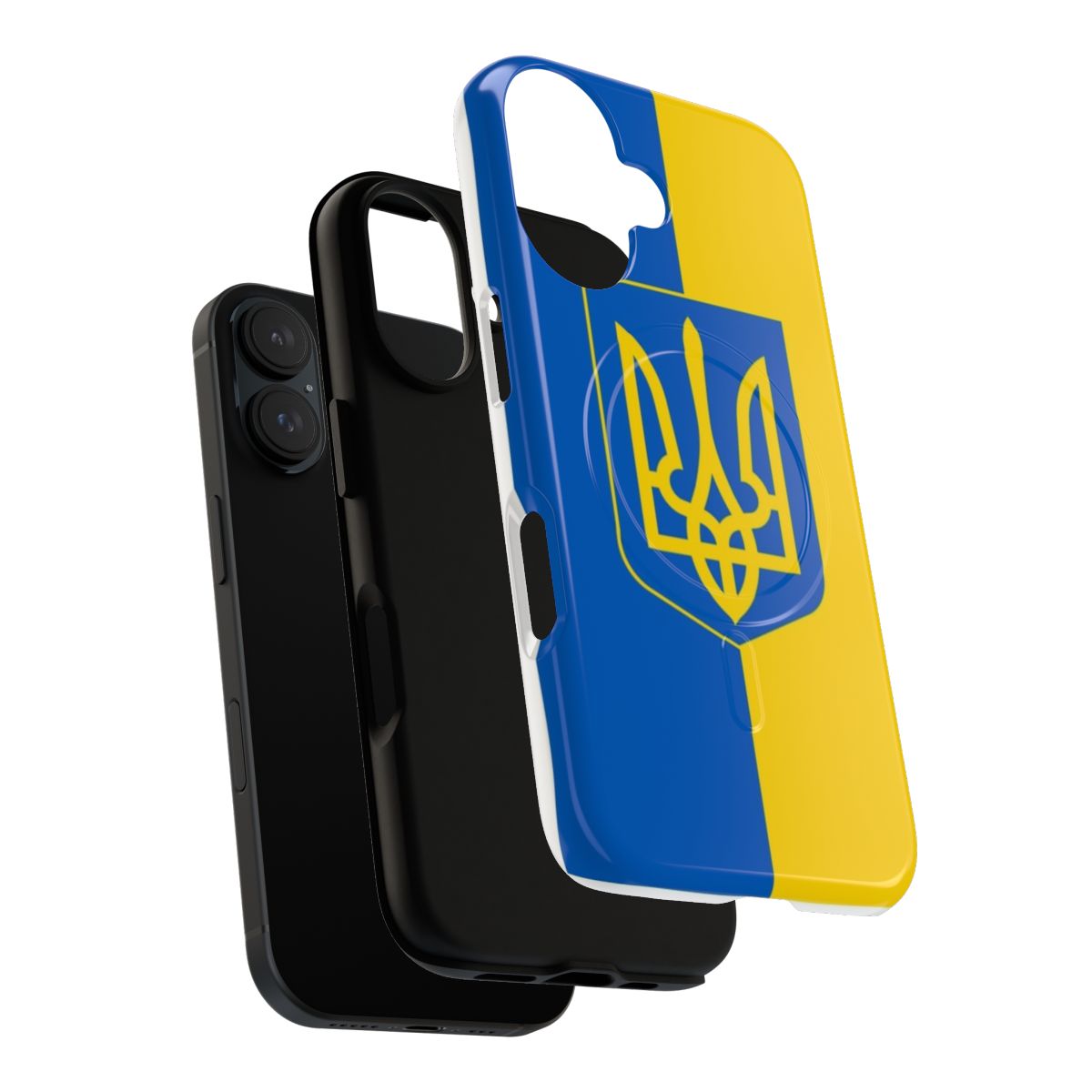 Magnetic tough phone case with the Ukrainian flag and trident design - Layers