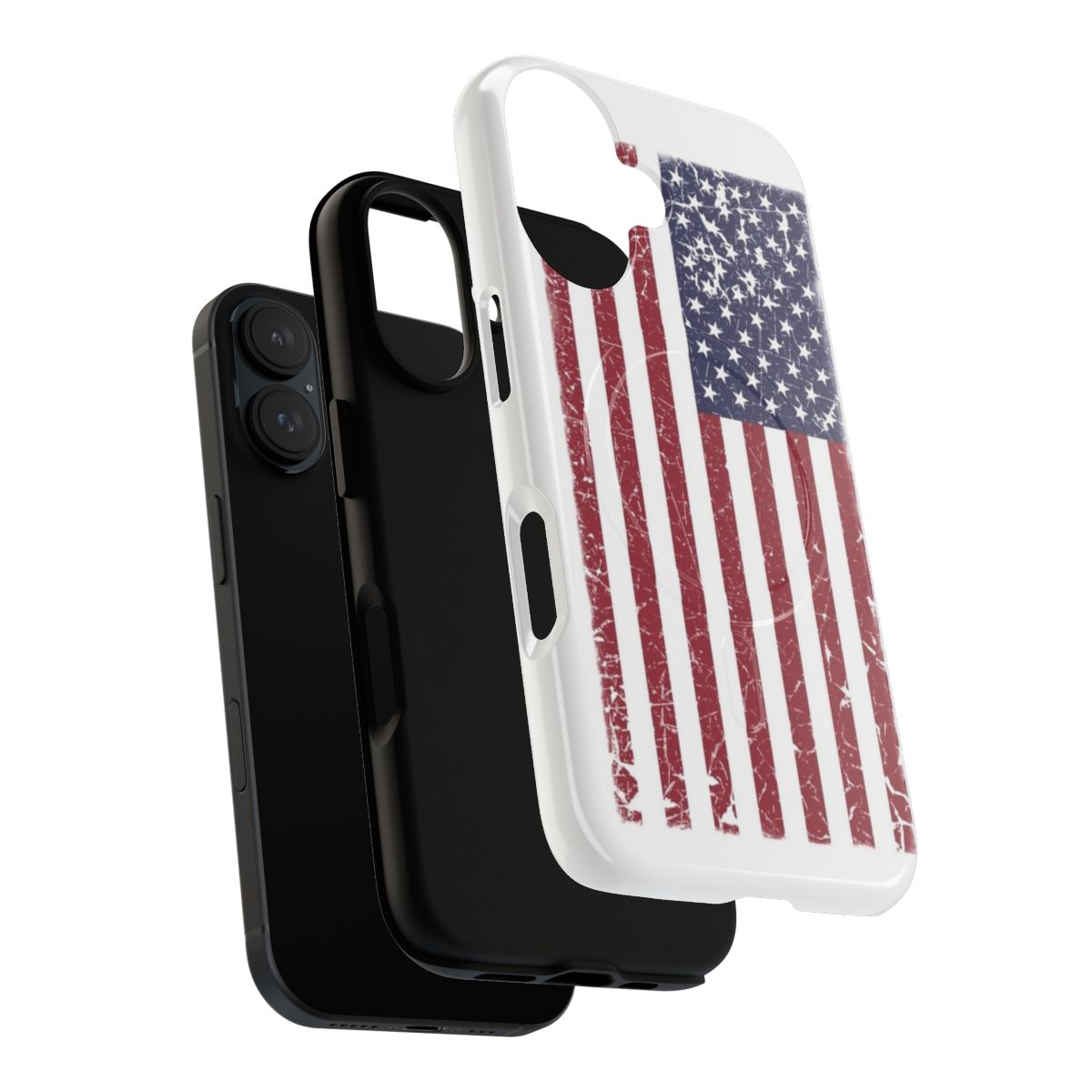 Vintage look american flag phone case with magnetic tough design - Layers