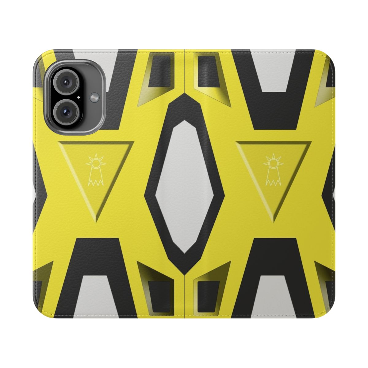 Anime-inspired Crest of Hope flip phone case featuring Digimon characters like Patamon, Angemon, MagnaAngemon, and Seraphimon