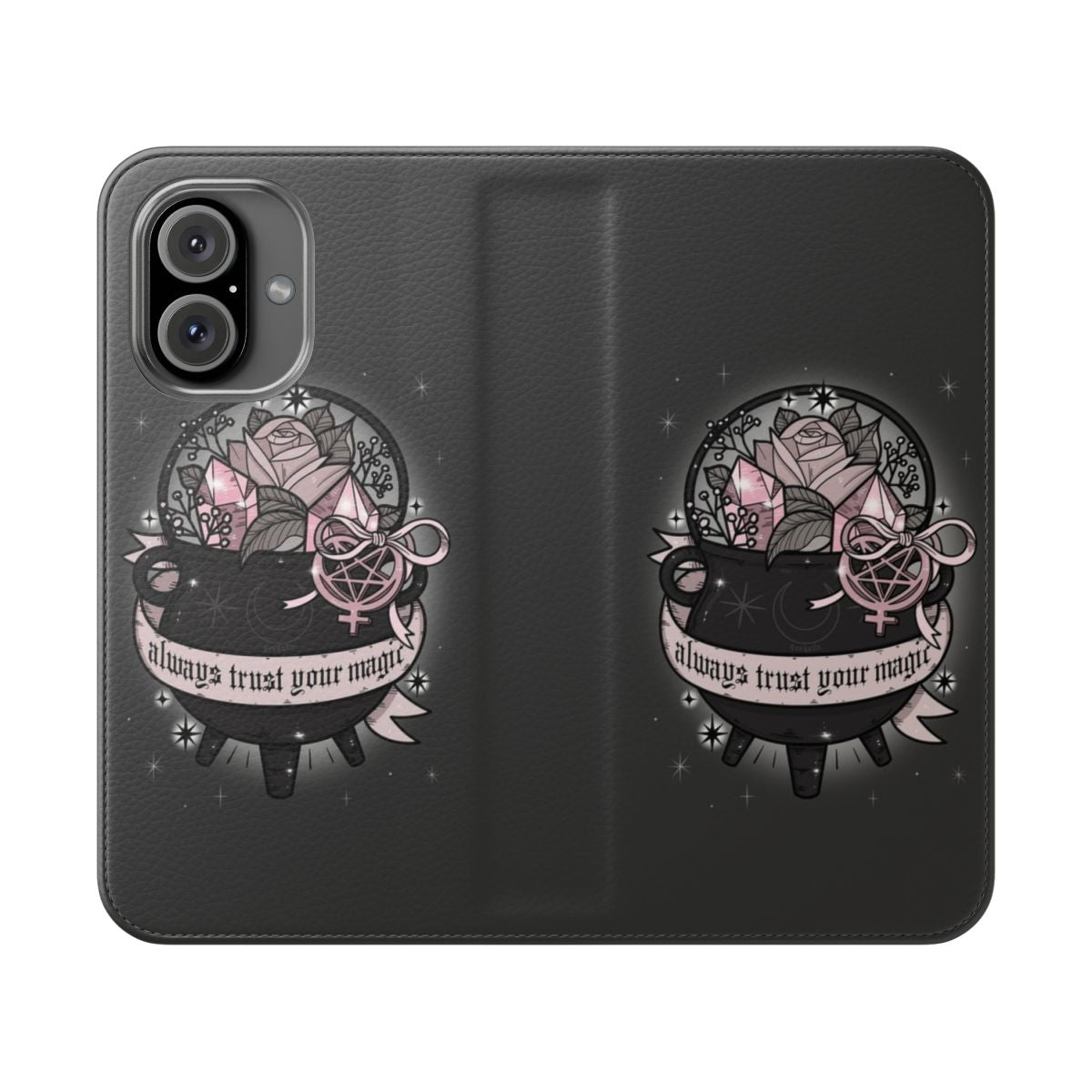 Bewitching phone case featuring a bubbling cauldron and mystic design.