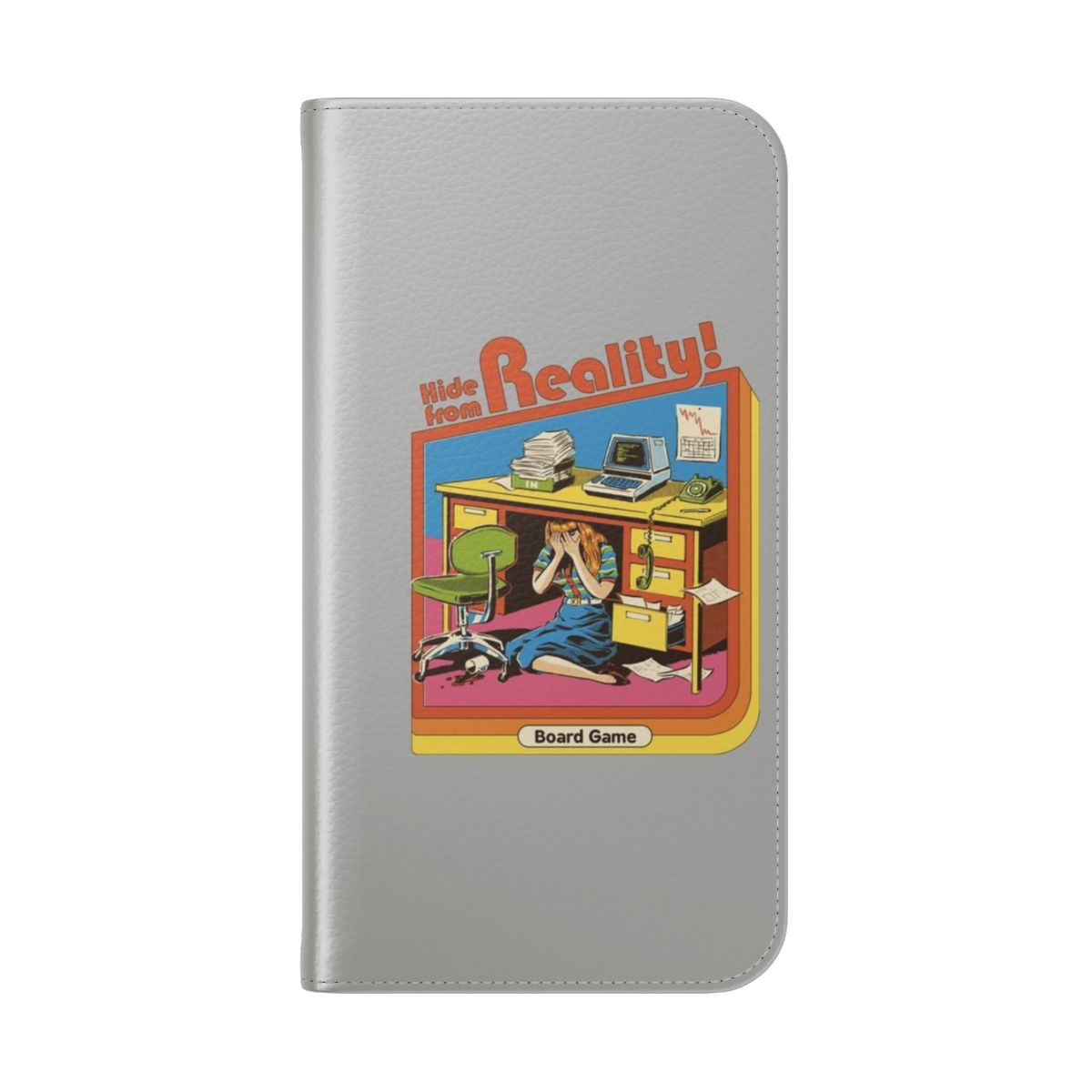 Retro-style flip cover phone case with 80s and 70s inspired design - Folded Back