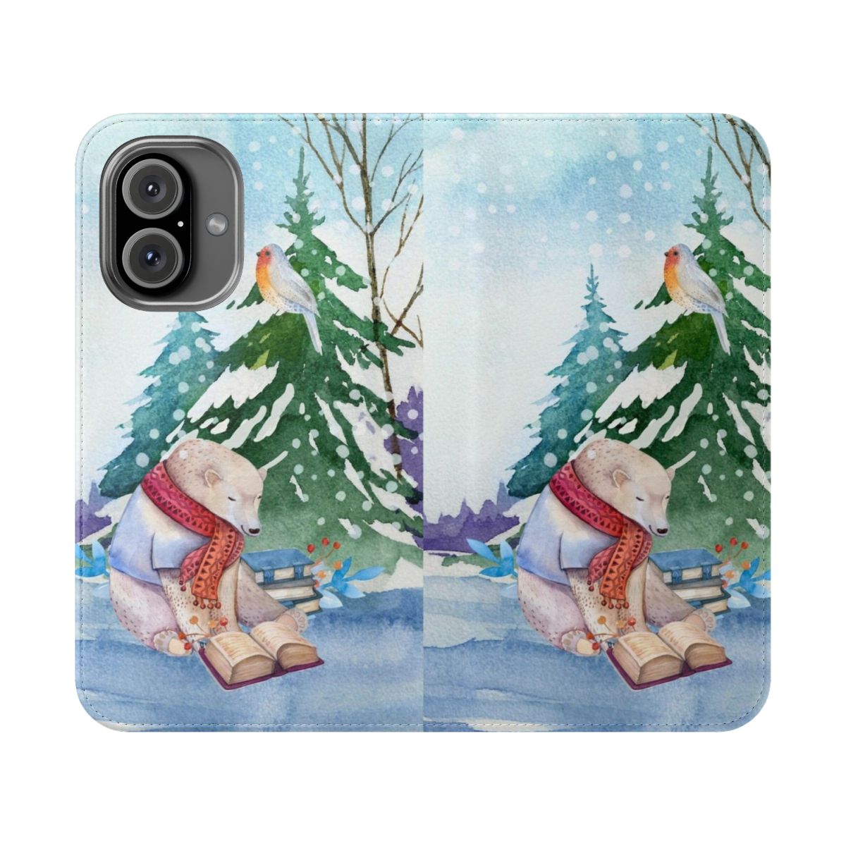 Cozy phone case with a winter bear design