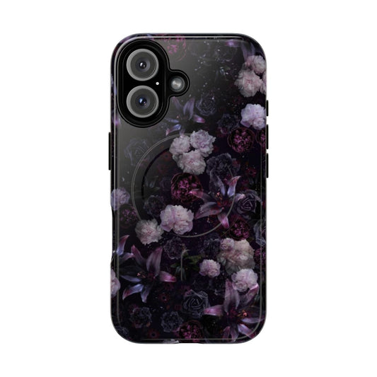 Dark floral phone case with midnight garden inspired design