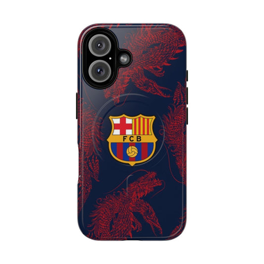 Vibrant blue and red dragons magnetic tough phone case for FC Barcelona soccer fans