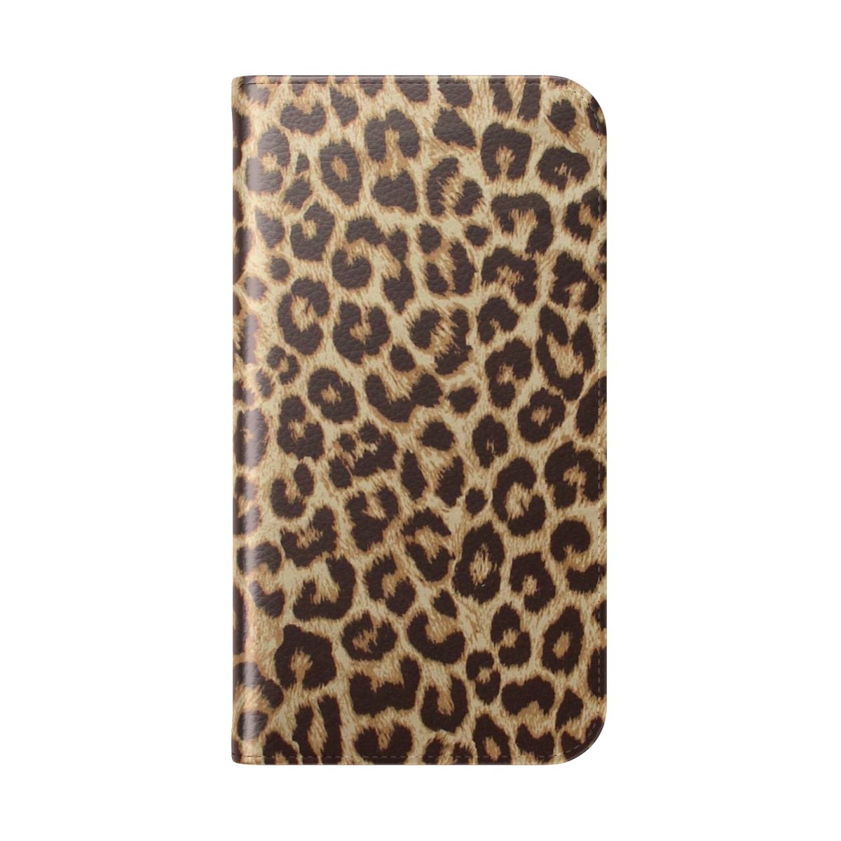 Closeup image of a leopard print phone case - Folded Back