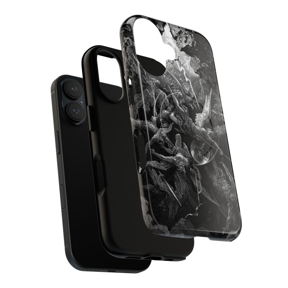 Vintage artistic magnetic phone case featuring Gustave Doré's illustration from John Milton's Paradise Lost - Layers