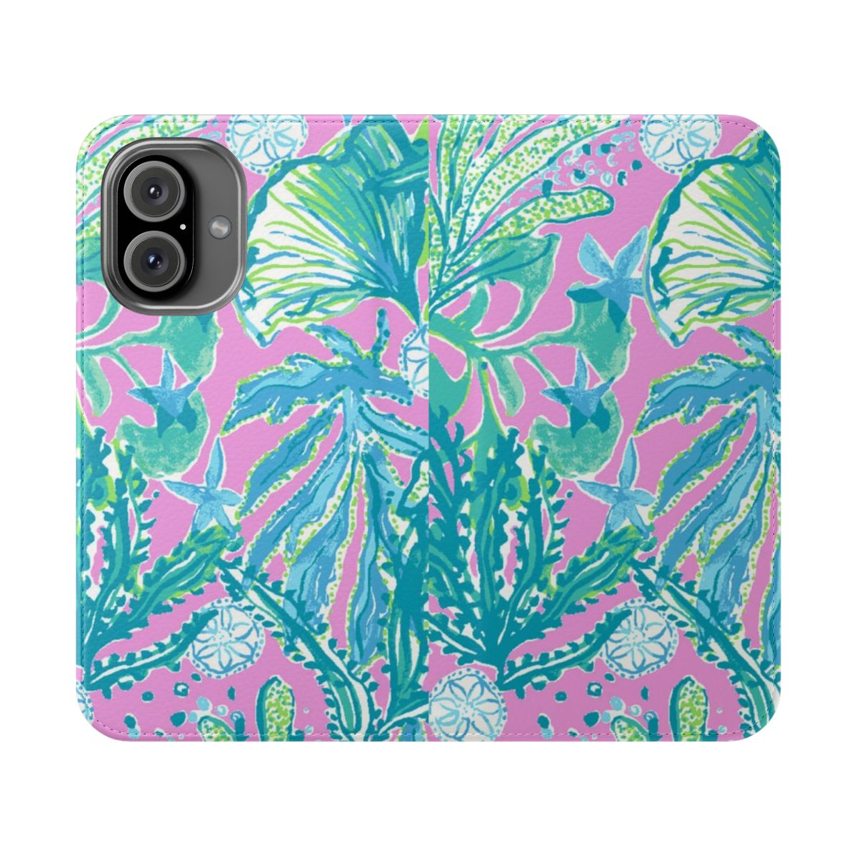 Tropical-inspired phone case with floral and nature-themed design