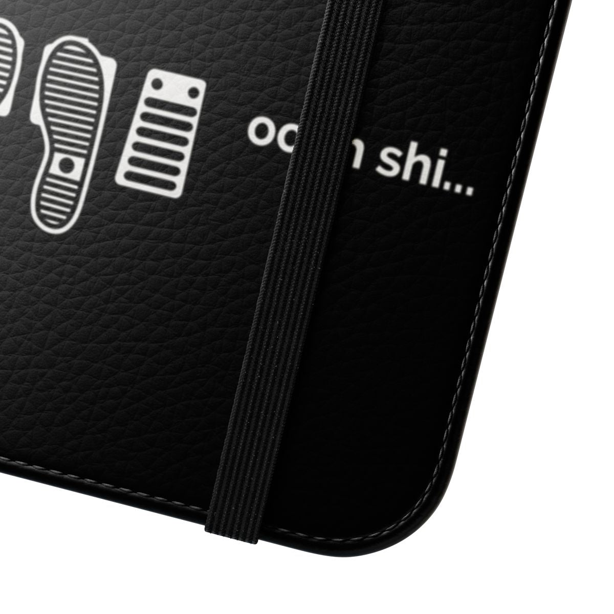 Flip cover phone case with "Up Shift, Down Shift, Oooh Shi..." design for car enthusiasts - Close Up