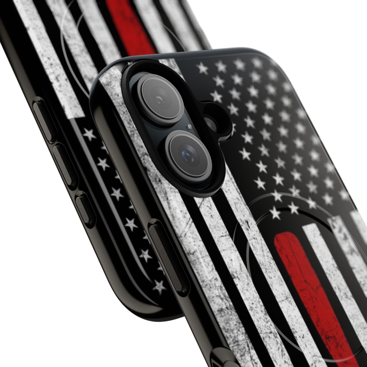 Patriotic USA flag baseball bat design on a tough magnetic phone case - Detail