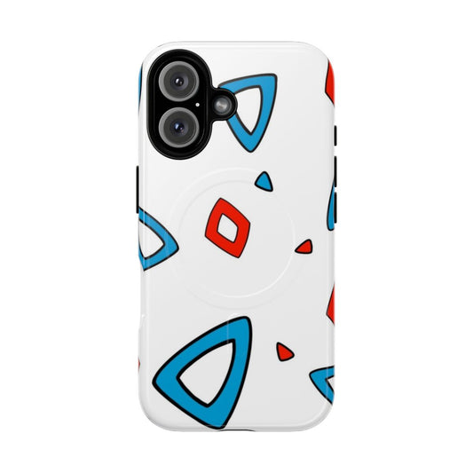 Togepi-inspired magnetic tough phone case with shapes and colorful background