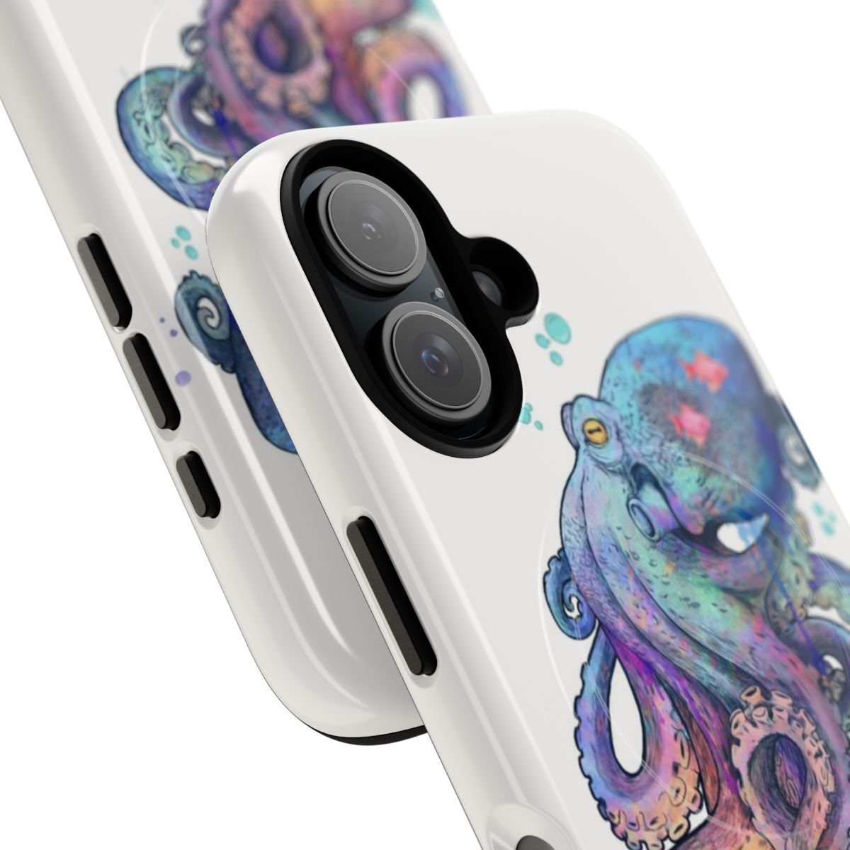 Octopus-patterned magnetic tough phone case with vibrant watercolor-style design - Detail