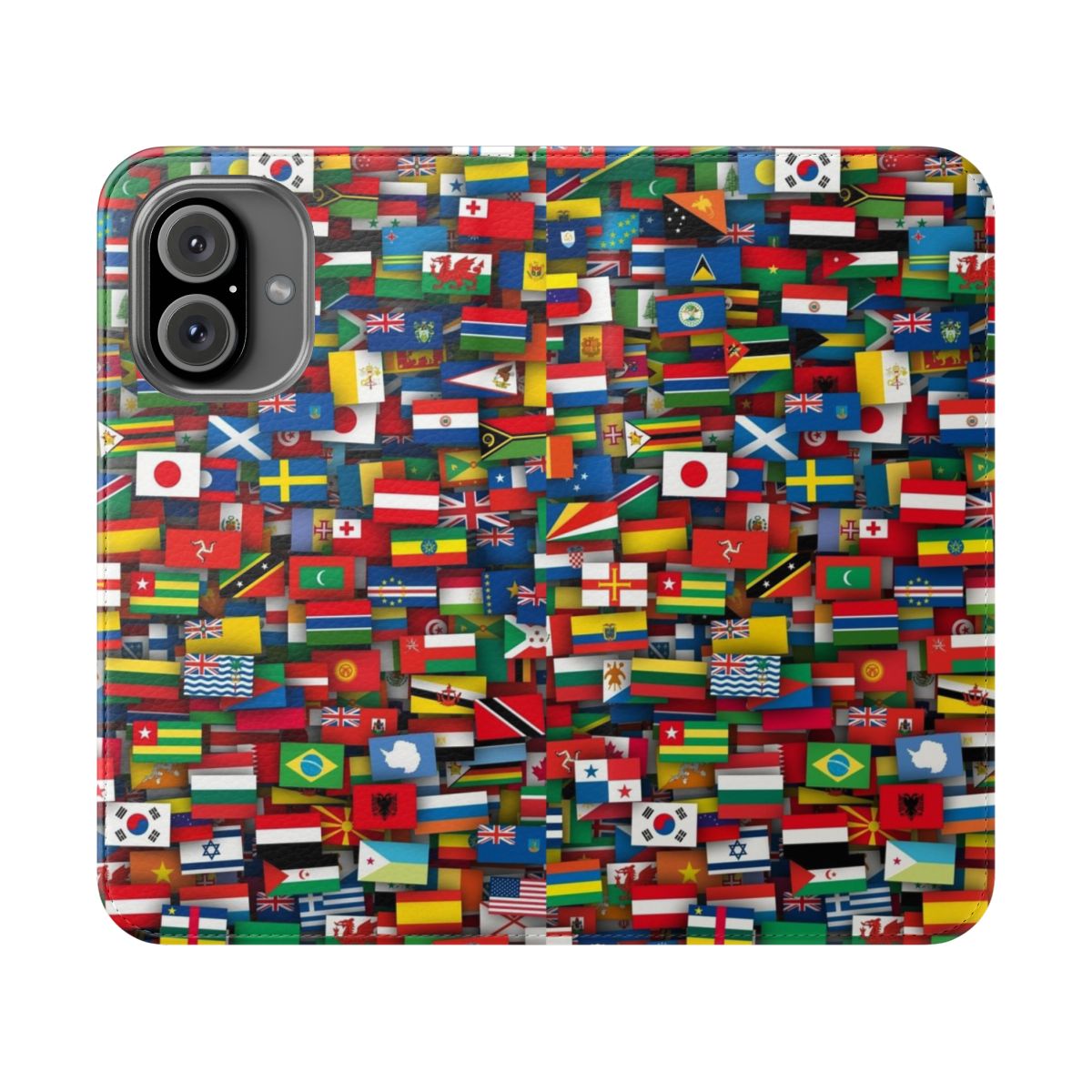 International flags phone case with colorful country flag patterns