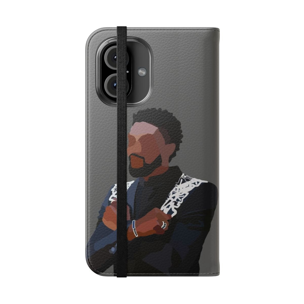 Wakanda Forever tribute phone case honoring the memory of actor Chadwick Boseman - Folded Front