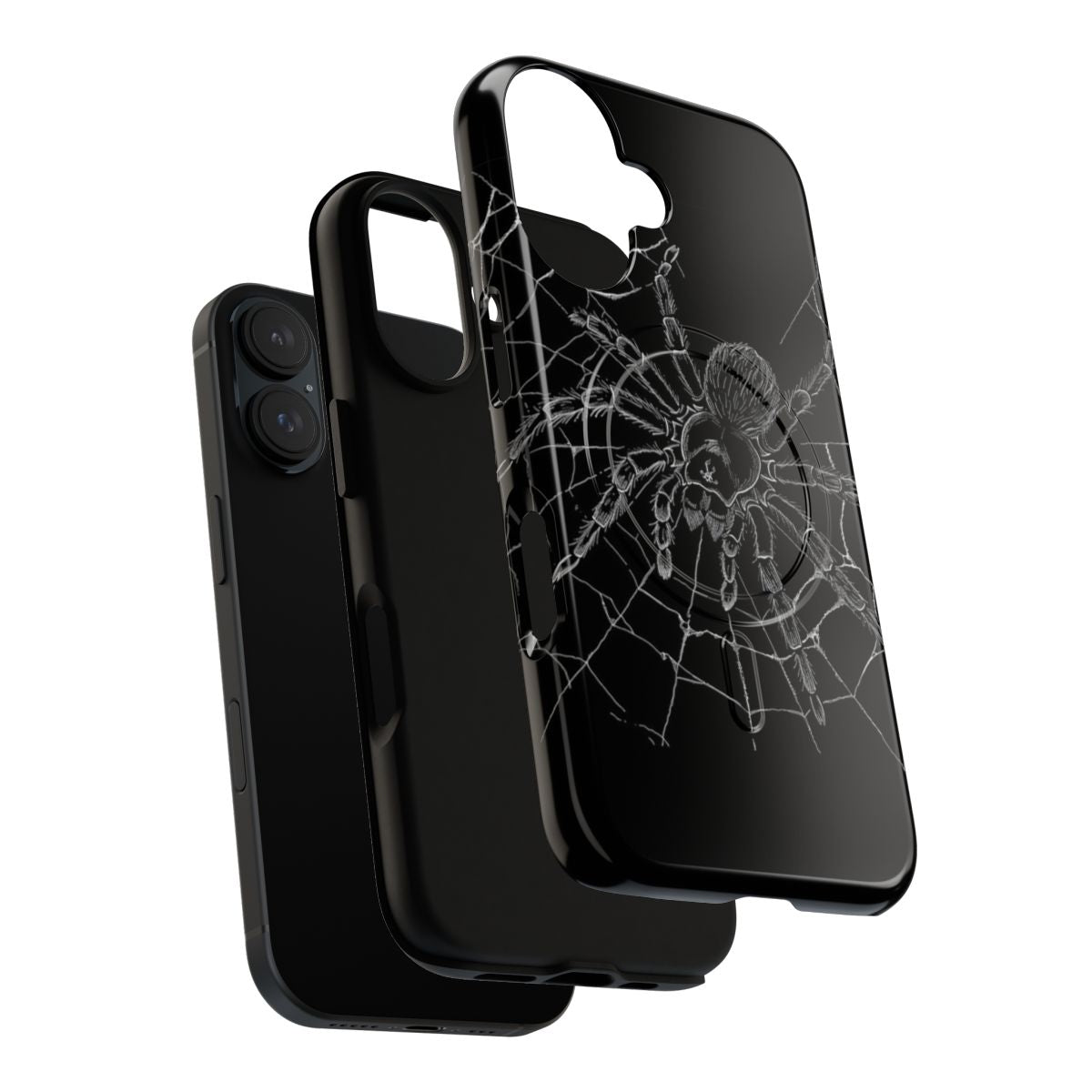 Artistic line drawing design of a tarantula on a tough phone case - Layers