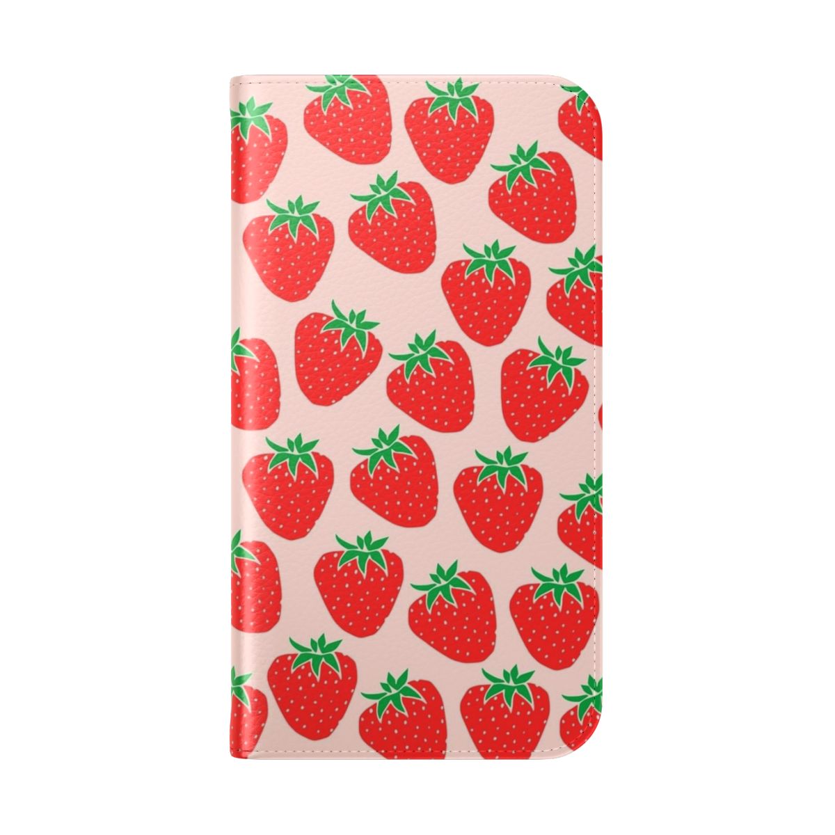 Colorful strawberry pattern flip cover phone case - Folded Back