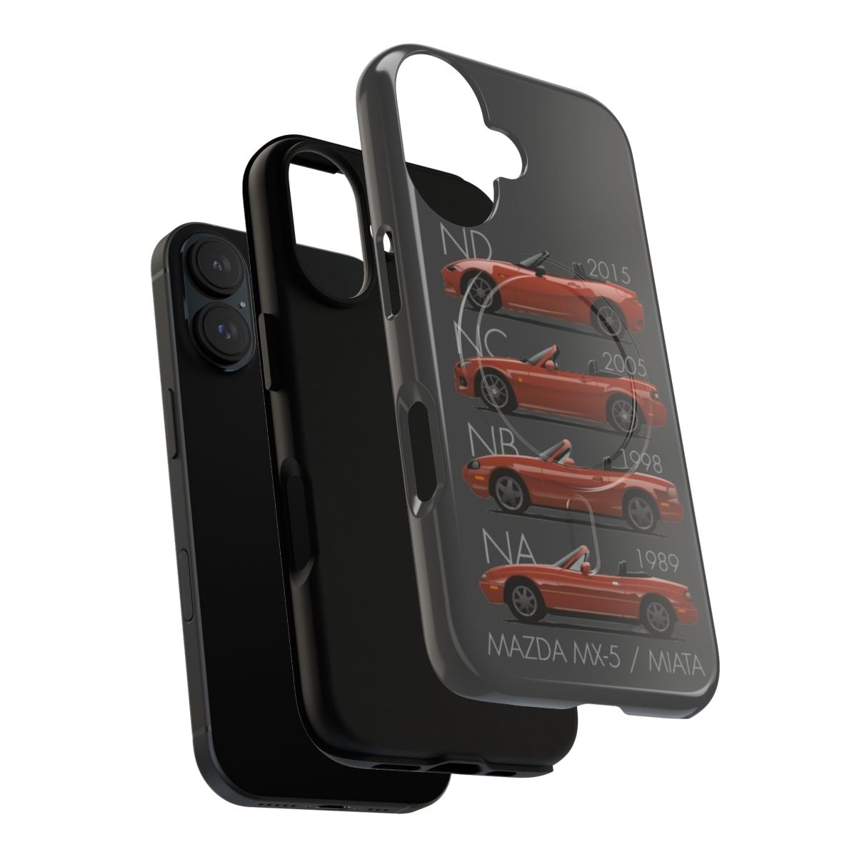 Magnetic Tough Phone Case featuring the evolution of the Mazda MX-5 Miata - Layers