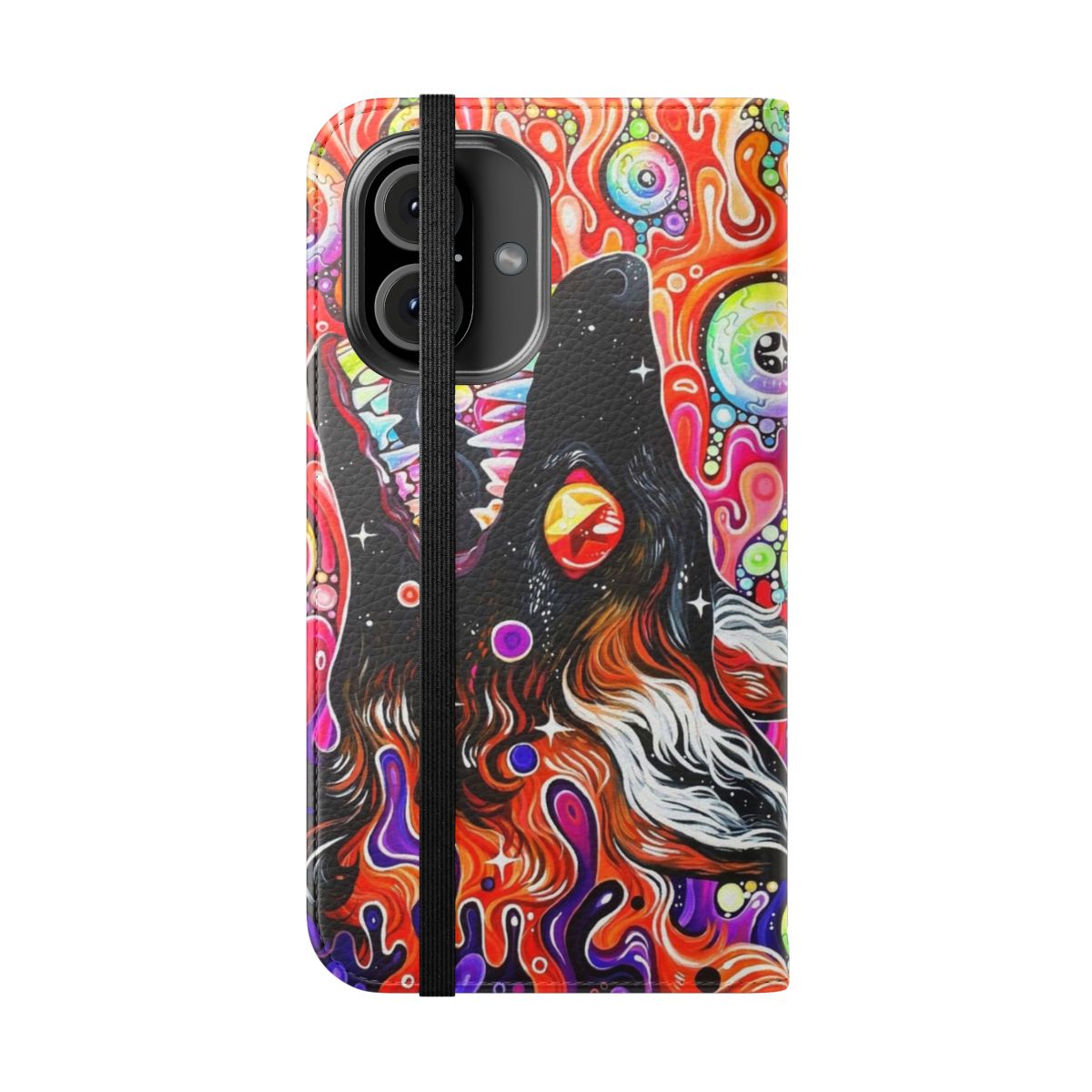 Vibrant psychedelic fox design phone case cover - Folded Front