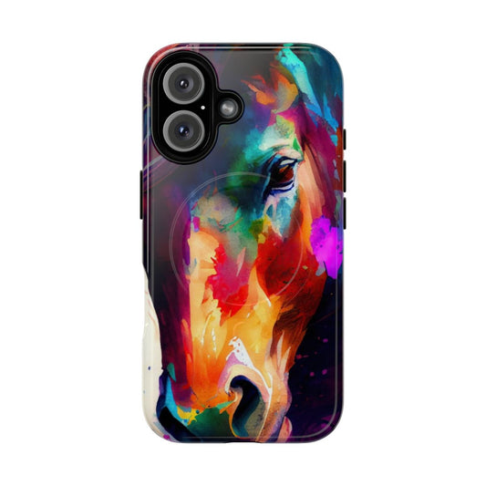 A vibrant and detailed horse spirit animal artwork on a tough phone case.