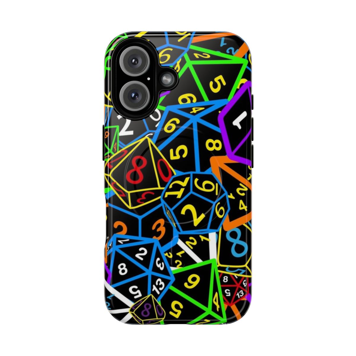 Magnetic Dungeons & Dragons themed phone case with dice and fantasy elements