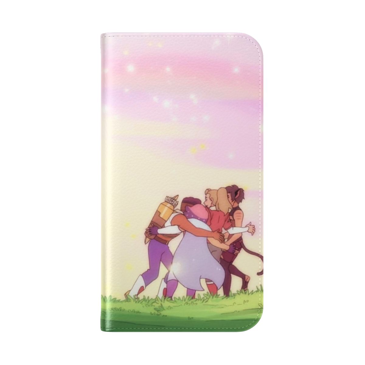 Image of a flip cover phone case featuring characters from the popular show She-Ra and the Princesses of Power. - Folded Back