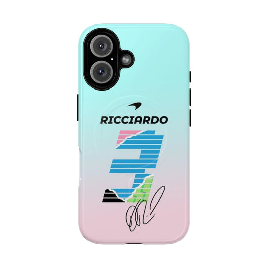 Magnetic tough phone case with Ricciardo and Mclaren Formula 1 design