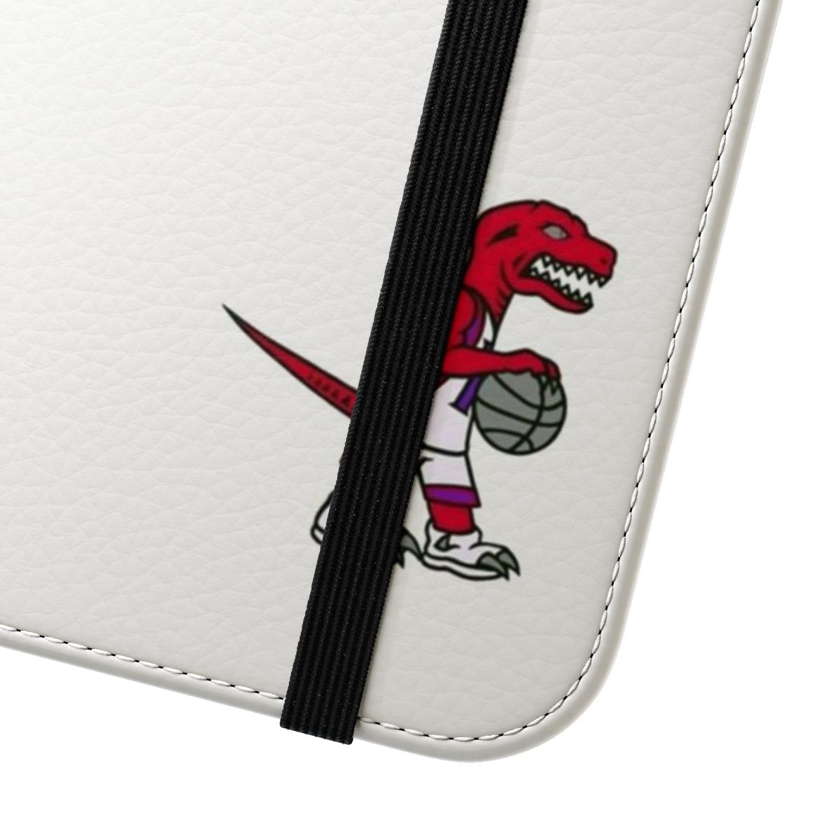 Retro-style Toronto Raptors phone case with The Raptor mascot design - Close Up