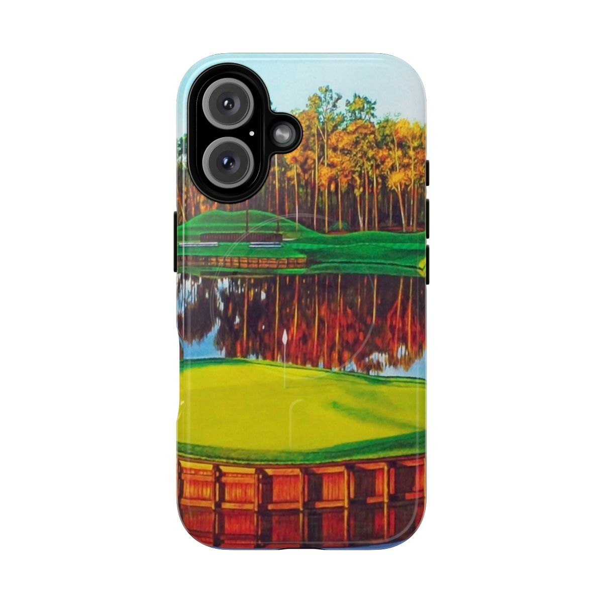 Phone case with a vibrant image of the 17th hole at the TPC Sawgrass golf course