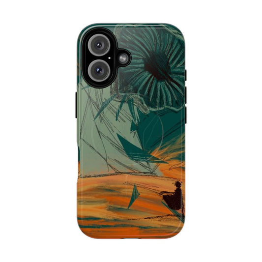 Dune-inspired phone case with desert planet and sandworm design