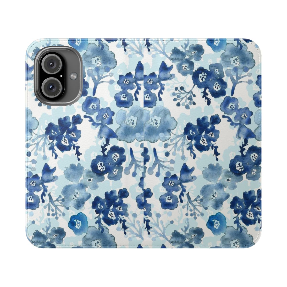 Vibrant watercolor floral pattern on a phone case.