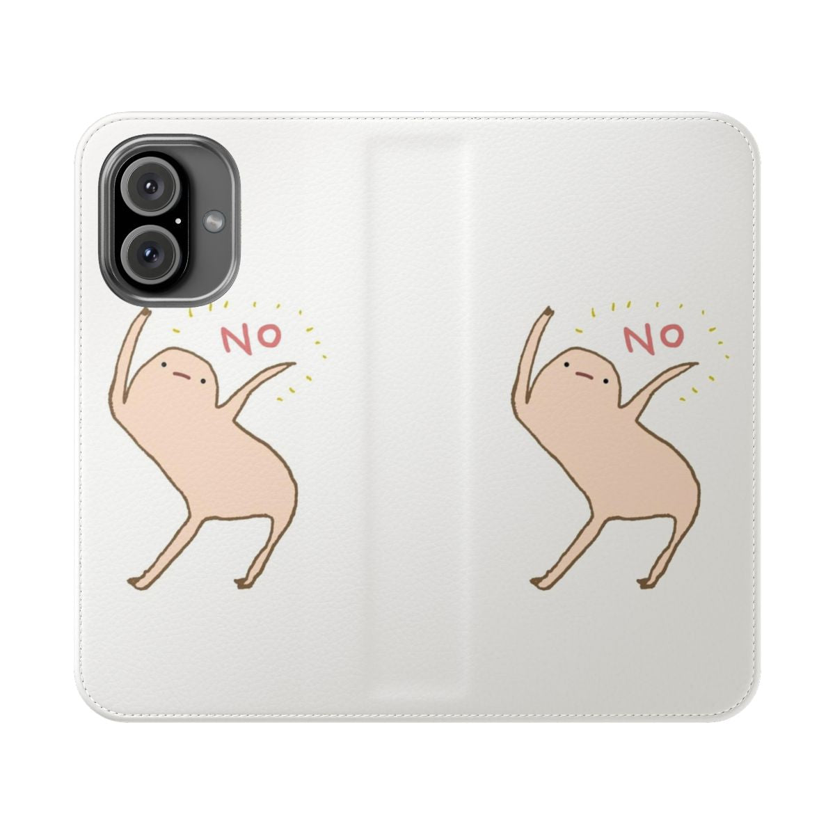 Illustrated funny blob character on a phone case cover