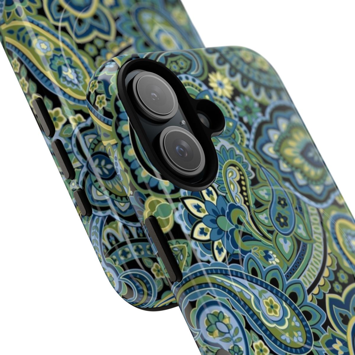 Paisley Forest Green Magnetic Tough Phone Case - Detail