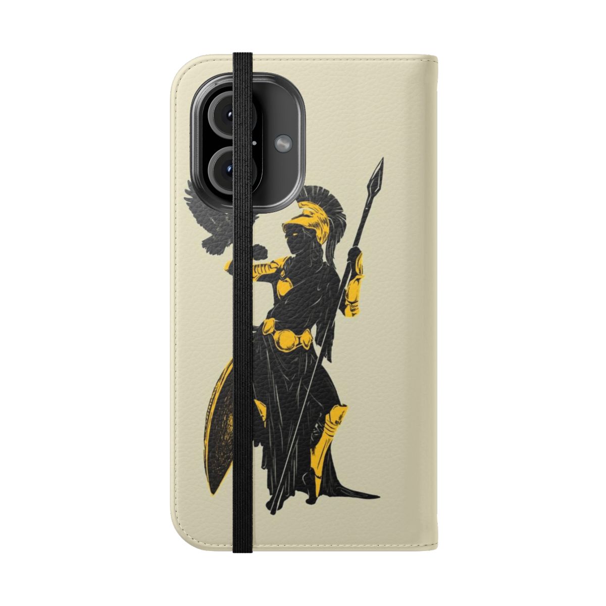 Athena Silhouette Minimalist Phone Case with Owl Design - Folded Front