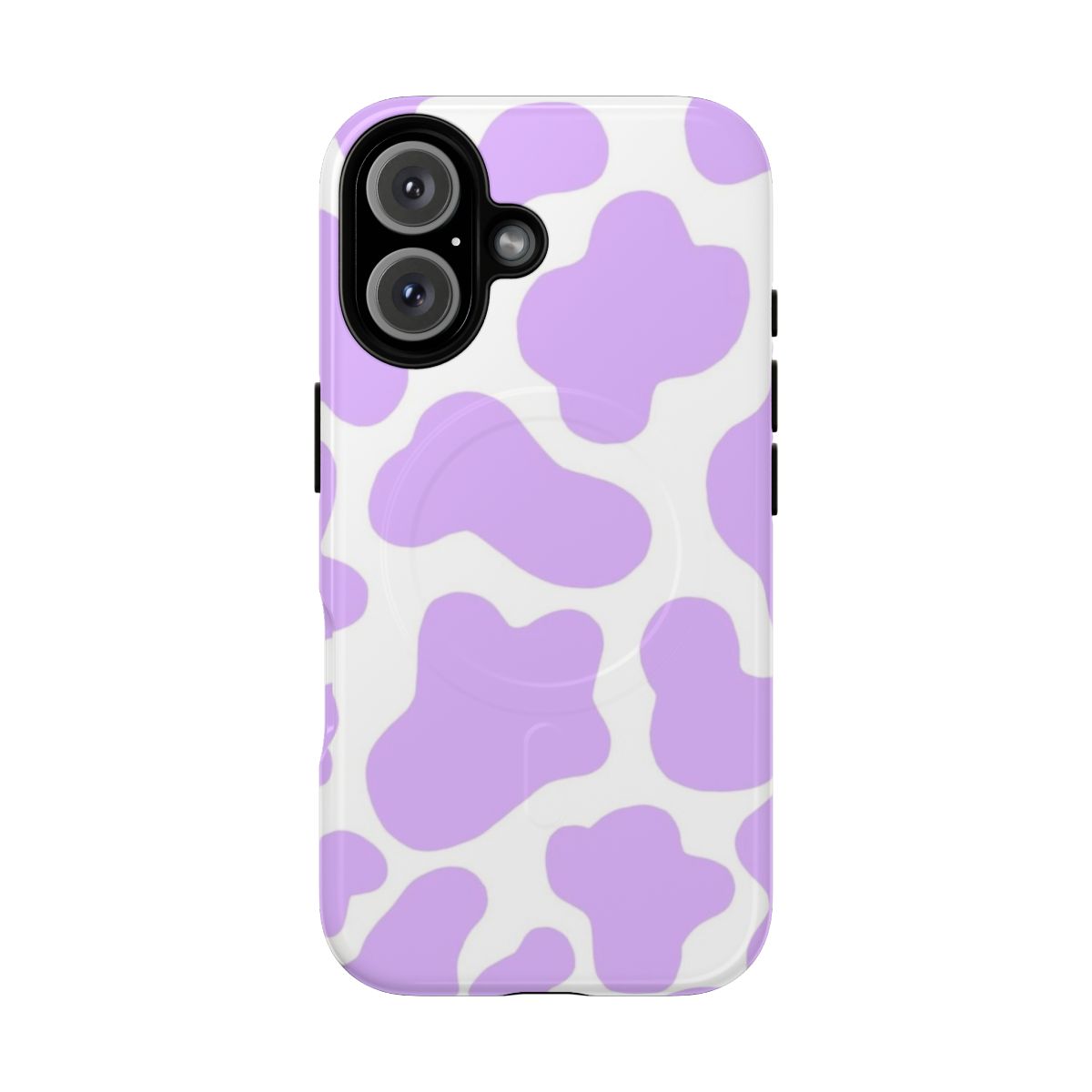 Purple and white cow print pattern magnetic protective phone case