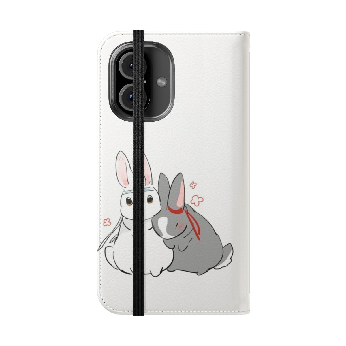 Untamed inspired bunnies design on a flip cover phone case - Folded Front