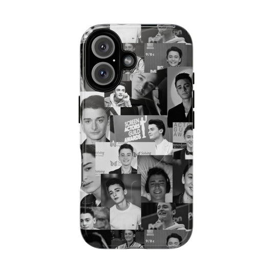 Black and white phone case with Noah Schnapp design