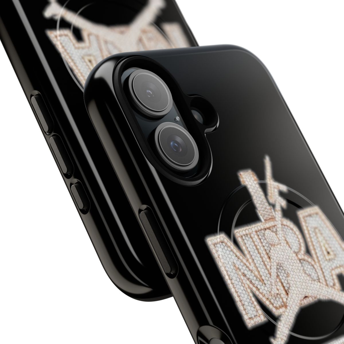 Edgy magnetic tough phone case with a dark gothic skeleton design - Detail