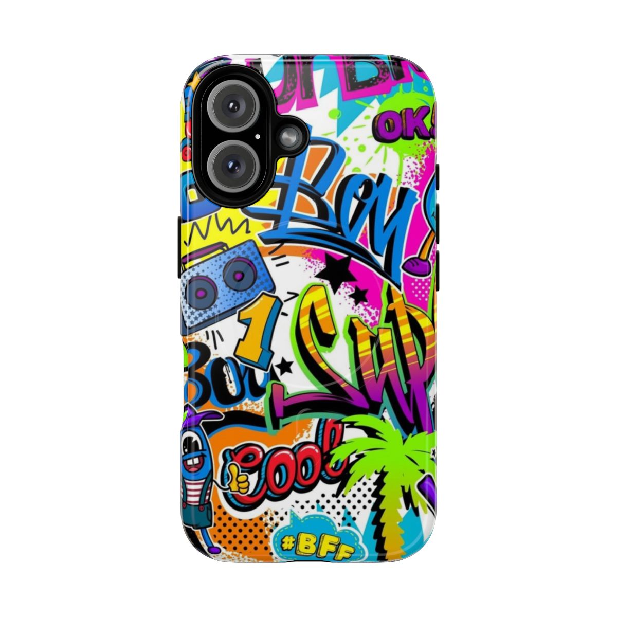 Colorful and stylish graffiti-inspired tropical phone case