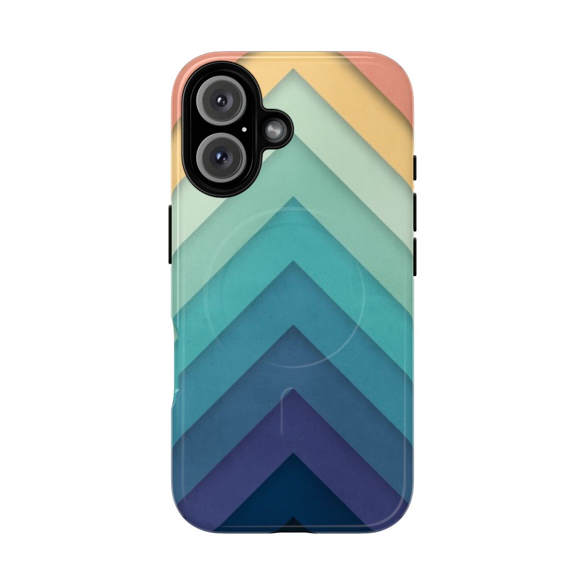 Vibrant retro chevron pattern on a durable, protective magnetic phone case