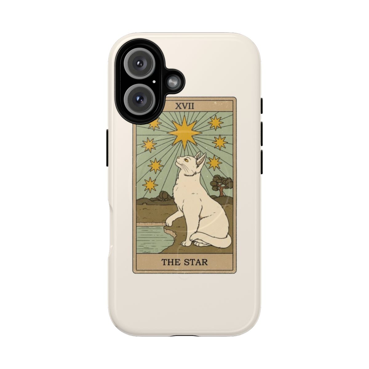 Magnetic tough phone case with cat and witchcraft design